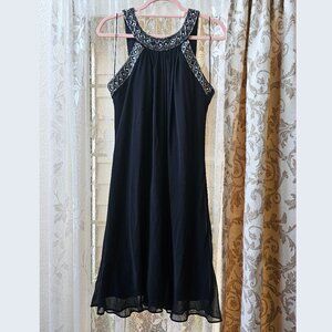 Scarlett Nite Beaded Halter Mini Dress, 14, Black